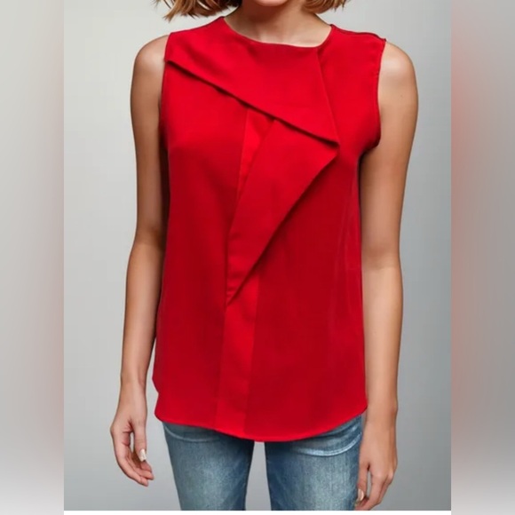 ZARA Women casual Blouse ruffle Red Sleeveless Top Size S - Picture 1 of 8